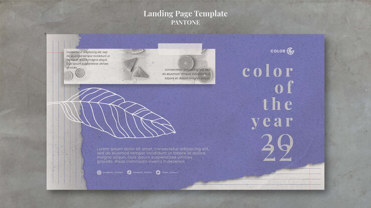 PSD gratuito modello di pagina di destinazione del colore dell'anno 2022