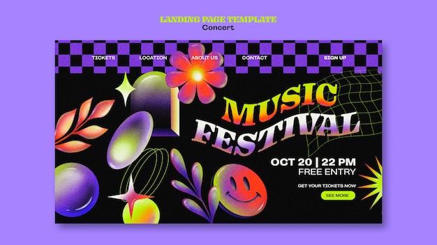 Modello di pagina di destinazione del concerto di musica sfumata