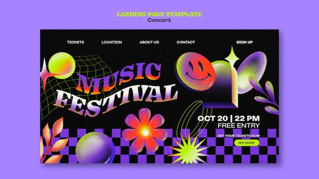 Modello di pagina di destinazione del concerto di musica