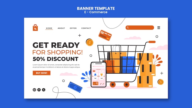 Modello di pagina di destinazione del concetto di e-commerce.