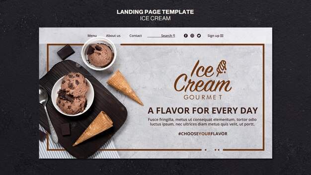 Modello di pagina di destinazione del concetto di gelato