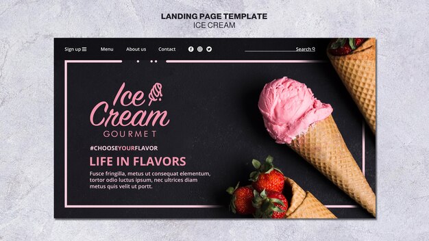 Modello di pagina di destinazione del concetto di gelato