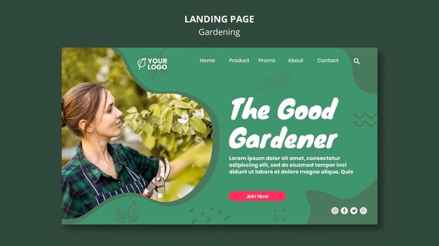 Modello di pagina di destinazione del concetto di giardinaggio