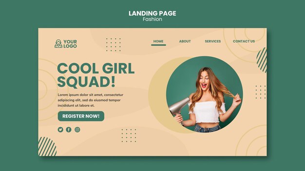 Modello di pagina di destinazione del concetto di moda