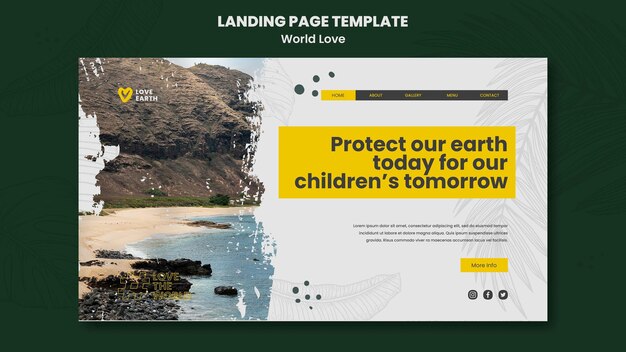 Modello di pagina di destinazione del concetto di terra d'amore