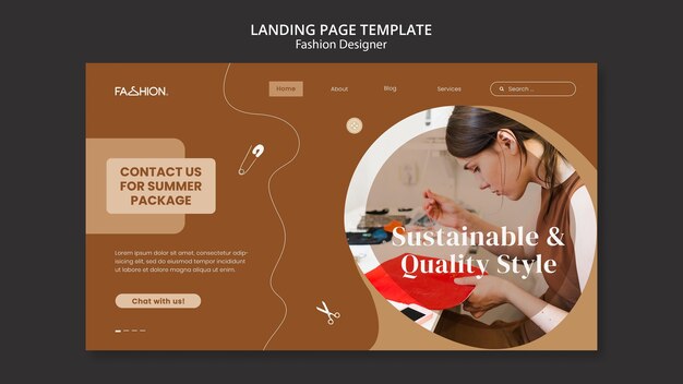 Modello di pagina di destinazione del design di moda