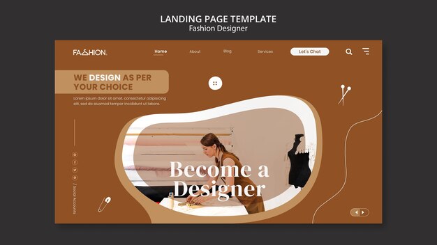Modello di pagina di destinazione del design di moda
