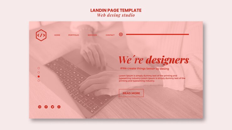 PSD gratuito modello di pagina di destinazione del design di studio web