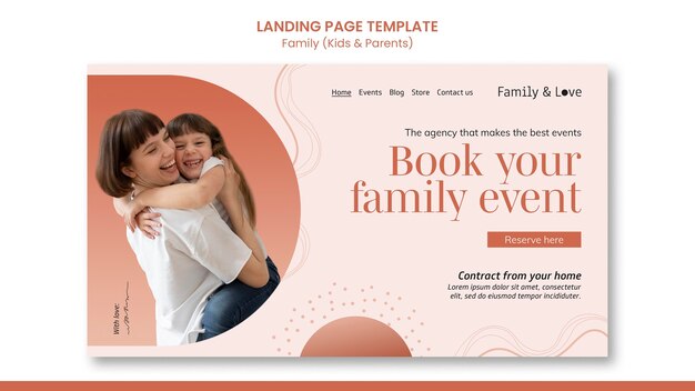 Modello di pagina di destinazione del design familiare