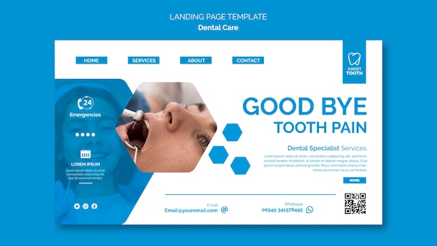 Modello di pagina di destinazione del dolore ai denti