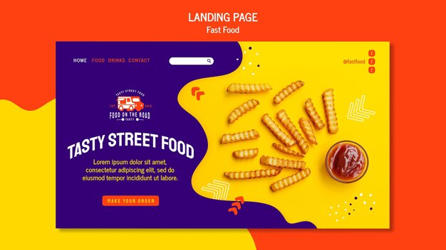 Modello di pagina di destinazione del fast food