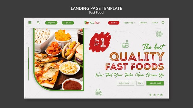 Modello di pagina di destinazione del fast food