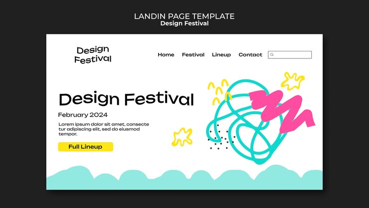 PSD gratuito modello di pagina di destinazione del festival di design