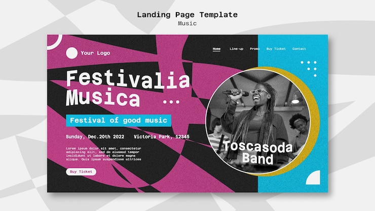 PSD gratuito modello di pagina di destinazione del festival di musica astratta