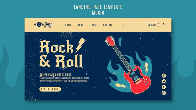 Modello di pagina di destinazione del festival di musica rock