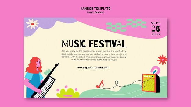 Modello di pagina di destinazione del festival musicale in stile astratto
