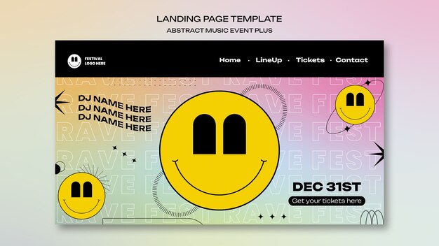 Modello di pagina di destinazione del festival musicale