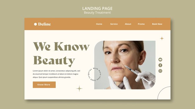 Modello di pagina di destinazione del filler botox minimo