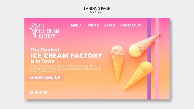 Modello di pagina di destinazione del gelato