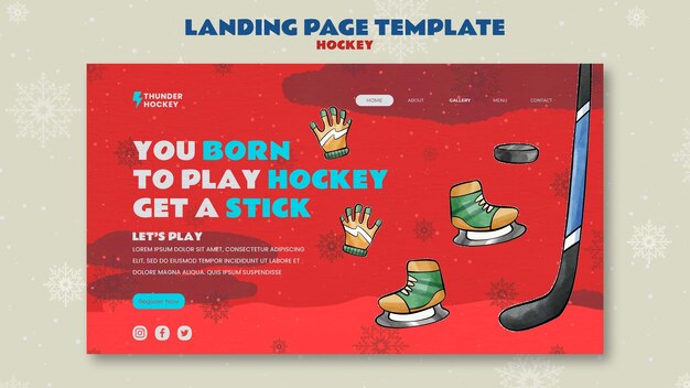 Modello di pagina di destinazione del gioco di hockey
