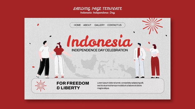 Modello di pagina di destinazione del giorno dell'indipendenza dell'Indonesia