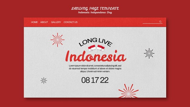 Modello di pagina di destinazione del giorno dell'indipendenza dell'Indonesia