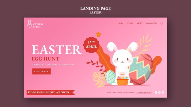 Modello di pagina di destinazione del giorno di Pasqua felice