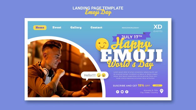 Modello di pagina di destinazione del giorno Emoji