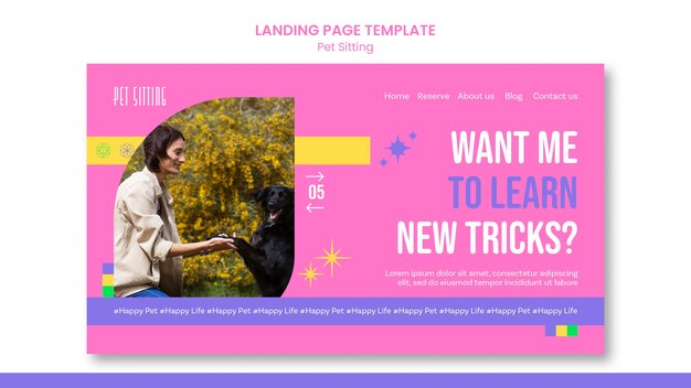 Modello di pagina di destinazione del lavoro di pet sitter