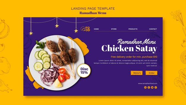 Modello di pagina di destinazione del menu Ramadhan