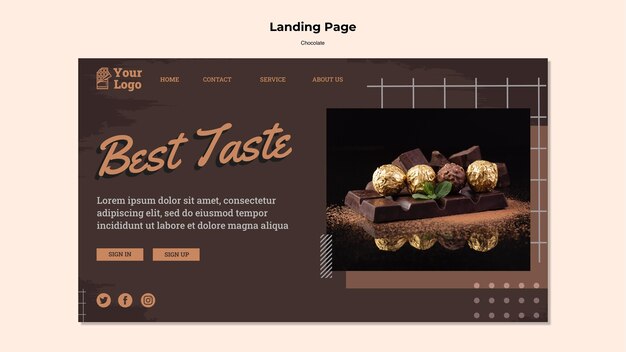 Modello di pagina di destinazione del negozio di cioccolato