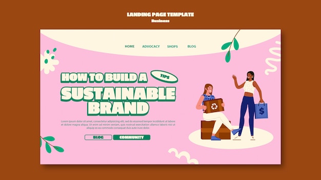 Modello di pagina di destinazione del negozio di moda lenta sostenibile