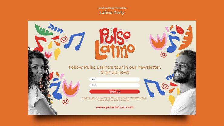 PSD gratuito modello di pagina di destinazione del partito latino
