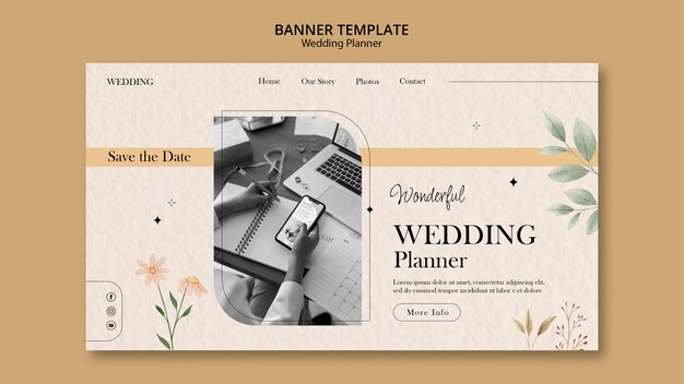 Modello di pagina di destinazione del pianificatore di matrimoni