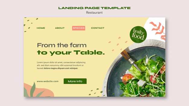 Modello di pagina di destinazione del ristorante di cibo delizioso