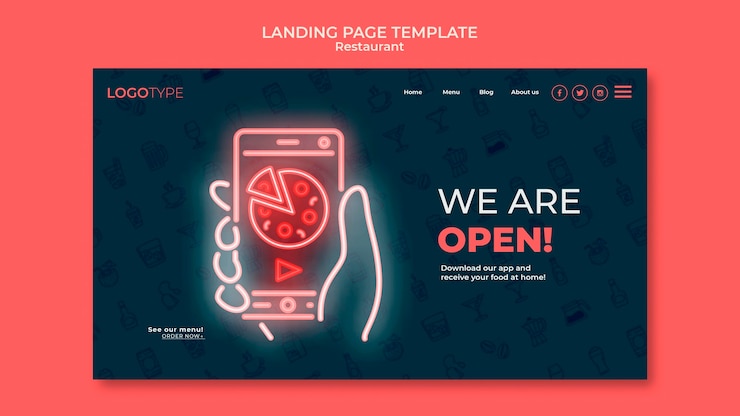 PSD gratuito modello di pagina di destinazione del ristorante di consegna