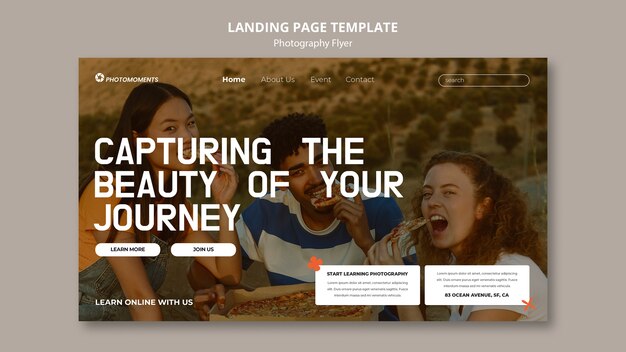 Modello di pagina di destinazione del seminario di lezioni di fotografia