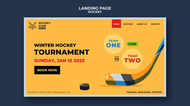 Modello di pagina di destinazione del torneo di hockey invernale