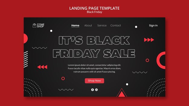 Modello di pagina di destinazione del venerdì nero scuro