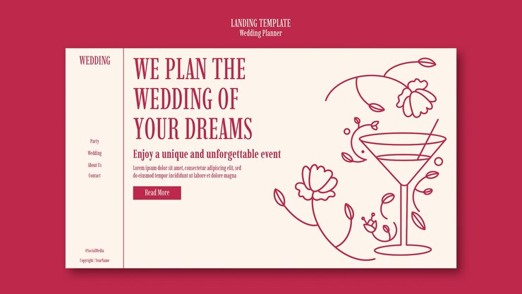 PSD gratuito modello di pagina di destinazione del wedding planner