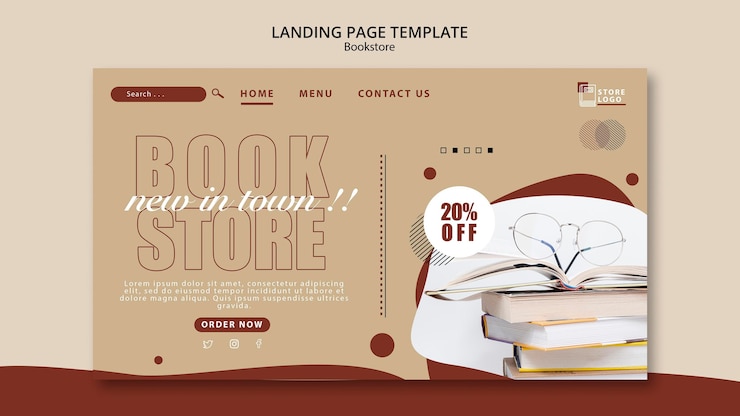 PSD gratuito modello di pagina di destinazione dell'annuncio della libreria