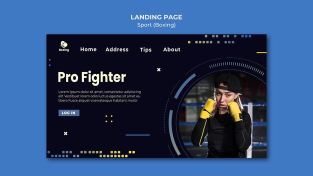 Modello di pagina di destinazione dell'annuncio di boxe