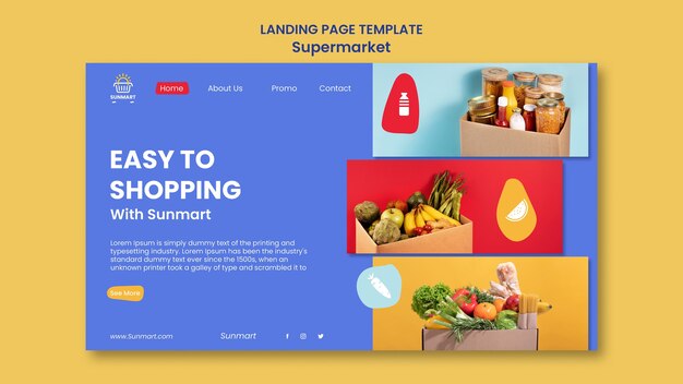 Modello di pagina di destinazione dell'attività del supermercato