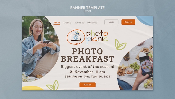 PSD gratuito modello di pagina di destinazione dell'evento fotografico