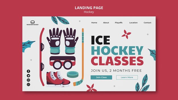 Modello di pagina di destinazione dell'hockey