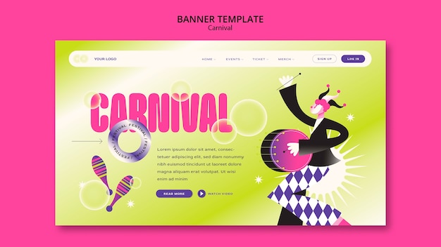 Modello di pagina di destinazione dell'intrattenimento di carnevale