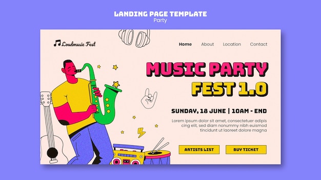 Modello di pagina di destinazione dell'intrattenimento per feste