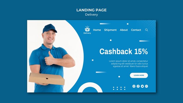 Modello di pagina di destinazione dell'offerta cashback di consegna