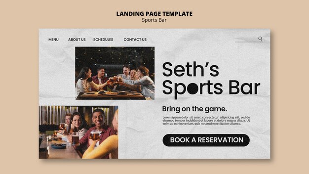 Modello di pagina di destinazione della barra dello sport