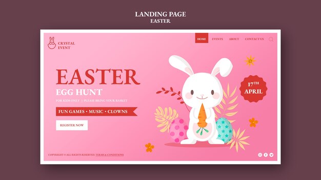 Modello di pagina di destinazione della caccia alle uova del giorno di Pasqua